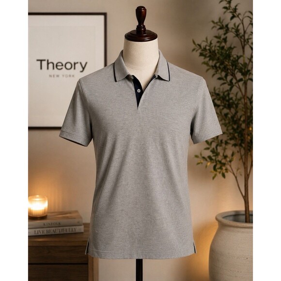 Theory Other - Theory Men’s Gray Contrast Trim Polo Shirt Size Small